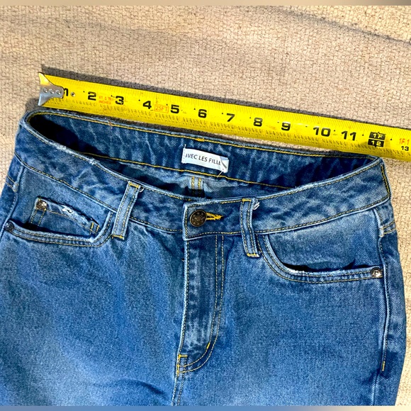 Split hem 26 “avec les filles” denim jeans distressed flare - Picture 5 of 9